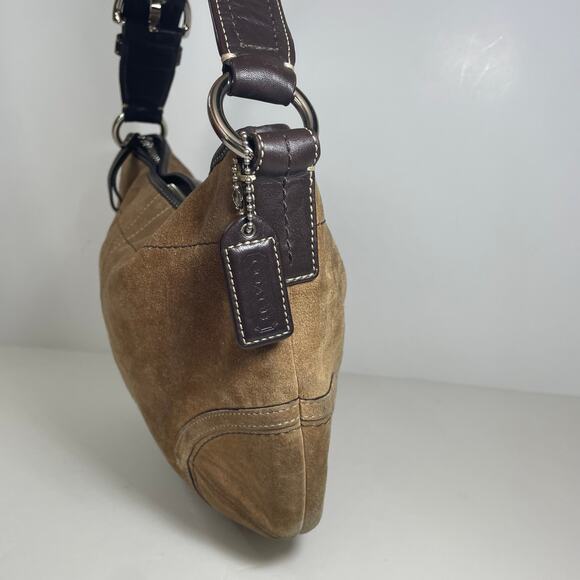 Y2K Coach Brown Suede Hobo Shoulder Bag F10916 - Picture 3 of 12